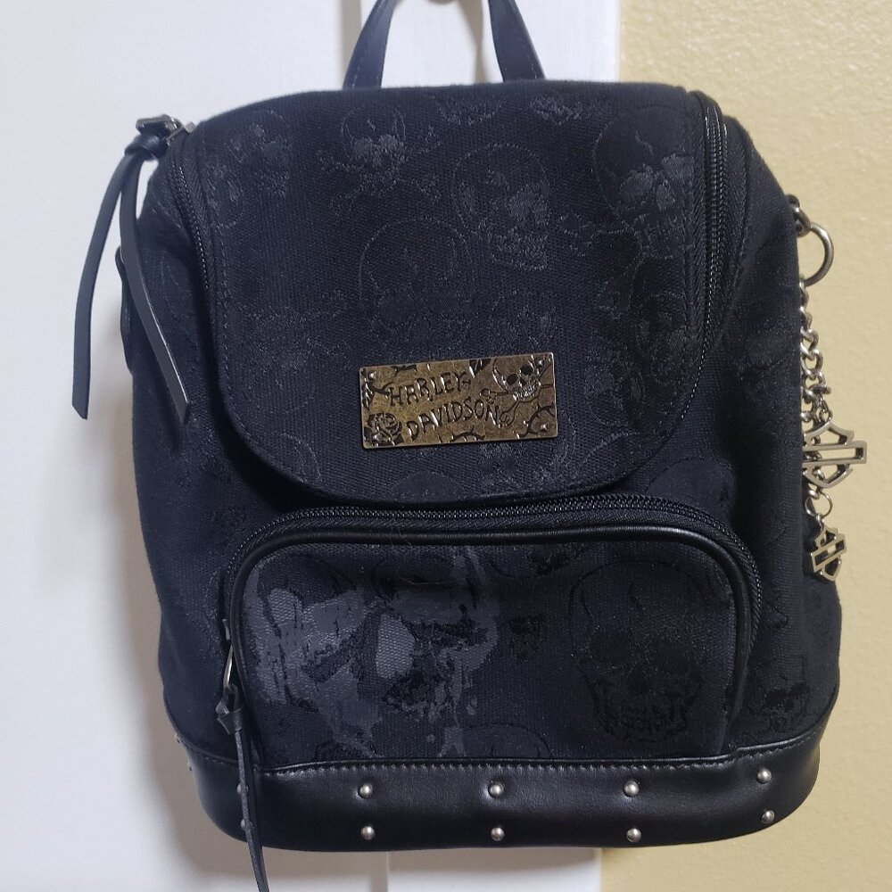 Harley Davidson Vintage Mini Backpack With Skull Prints